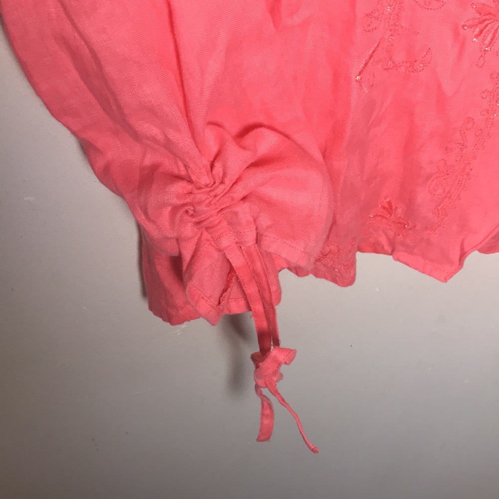 L linen valerie stevens pink embroidered embroidery beaded blouse shirt … - Picture 17 of 17